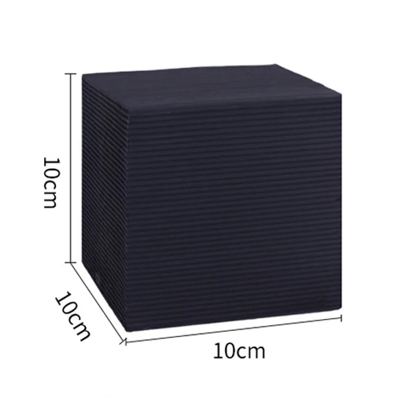 Activated carbon aquarium filter cube, 10x10x10cm black, for clear fish tank water.