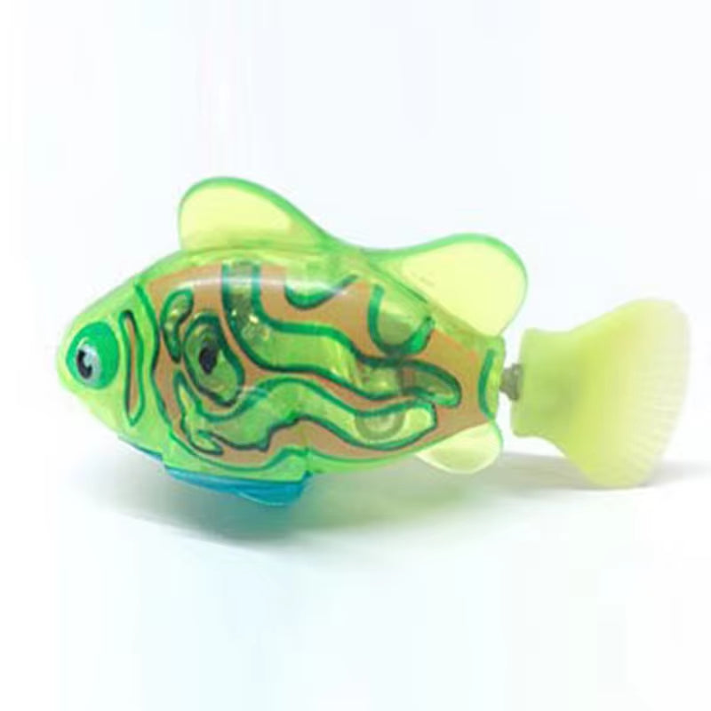 Electric fish toy with glowing features and random tail color.